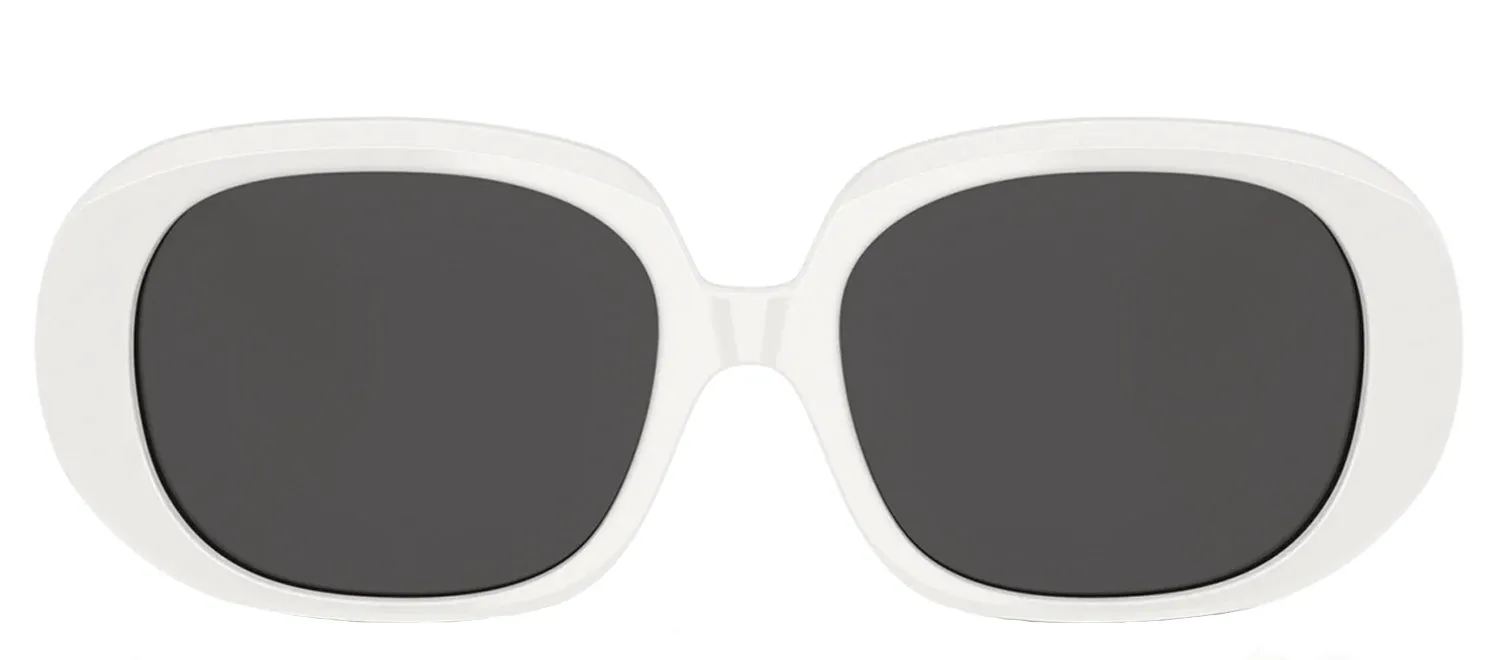 DOLCE & GABBANA DG 4476 331287 Oval White Acetate Sunglasses with Dark Grey Lens sold by Gaffos