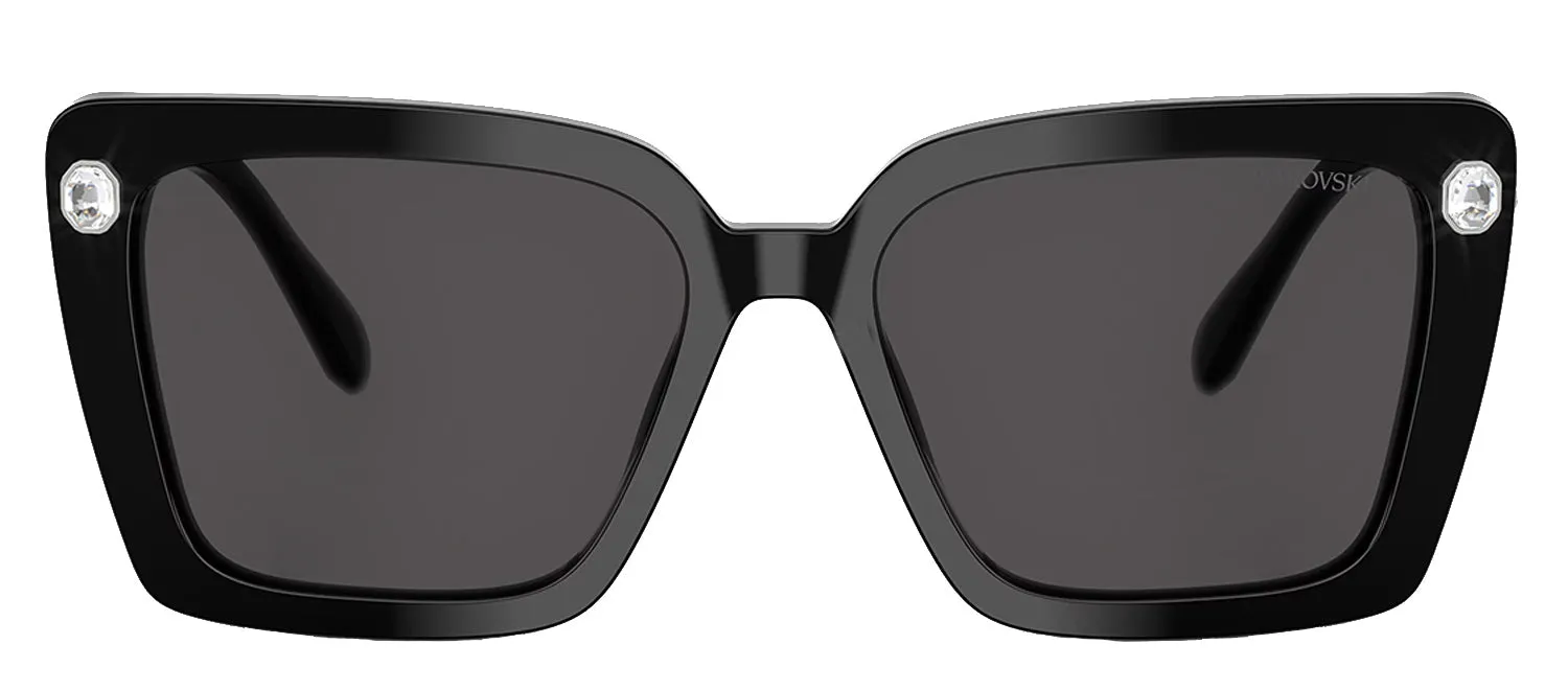 Swarovski SK 6032 100187 Square Plastic Black Sunglasses with Grey Lens sold by Gaffos