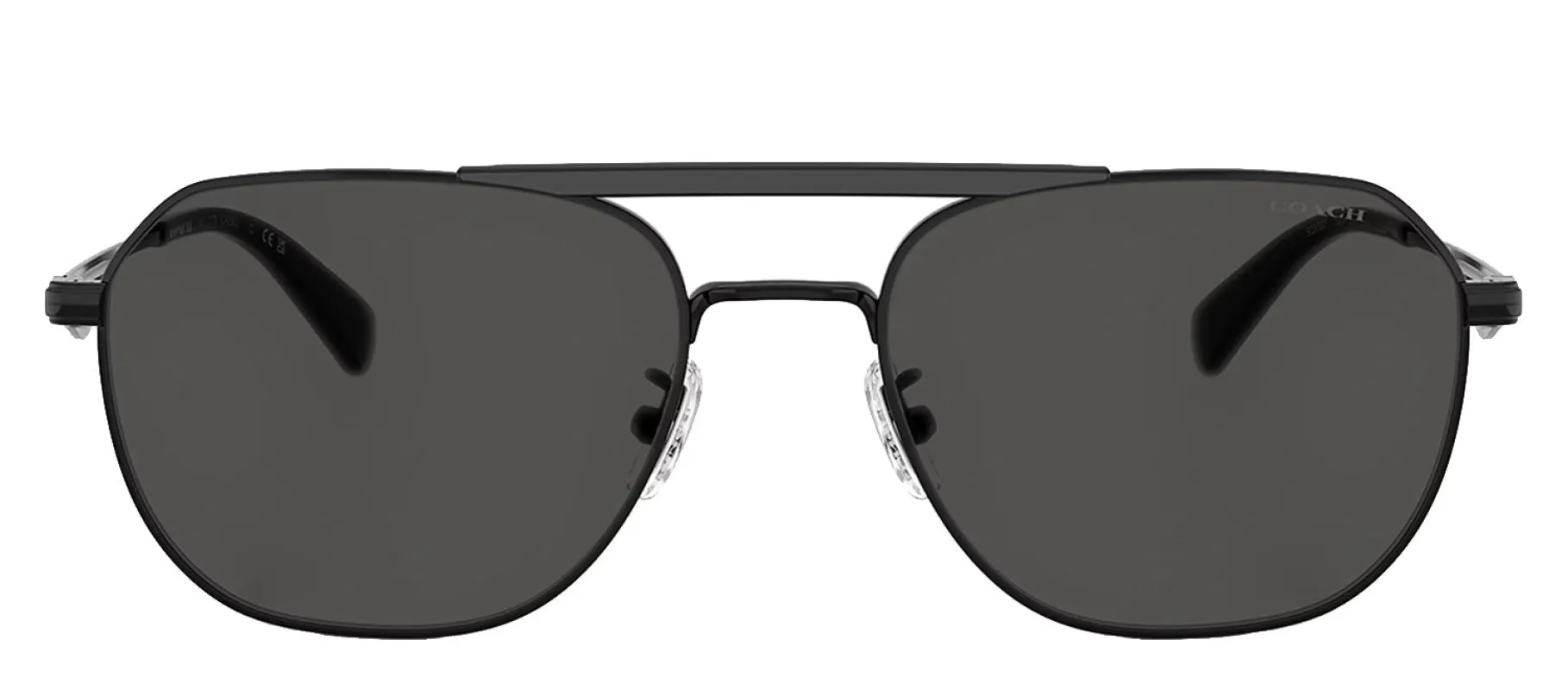 Coach HC 7178 939387 Pilot Metal Black Sunglasses with Grey Lens sold by Gaffos