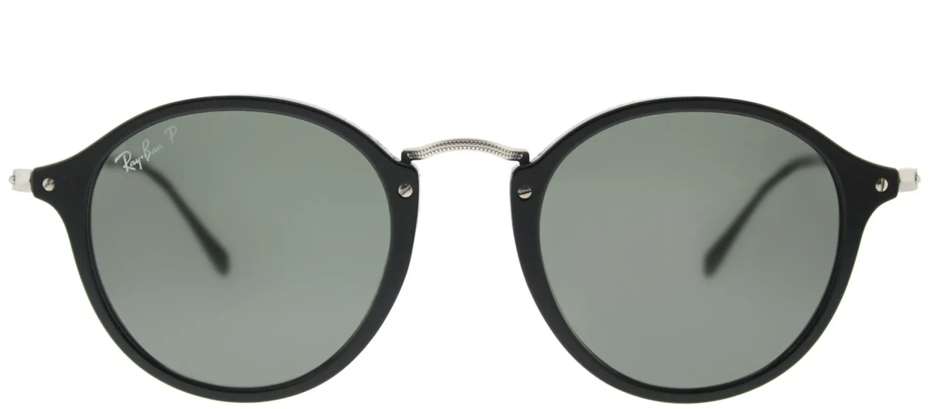 Ray-Ban RB 2447 901/58 Round Plastic Black Sunglasses with Green Polarized Lens sold by Gaffos