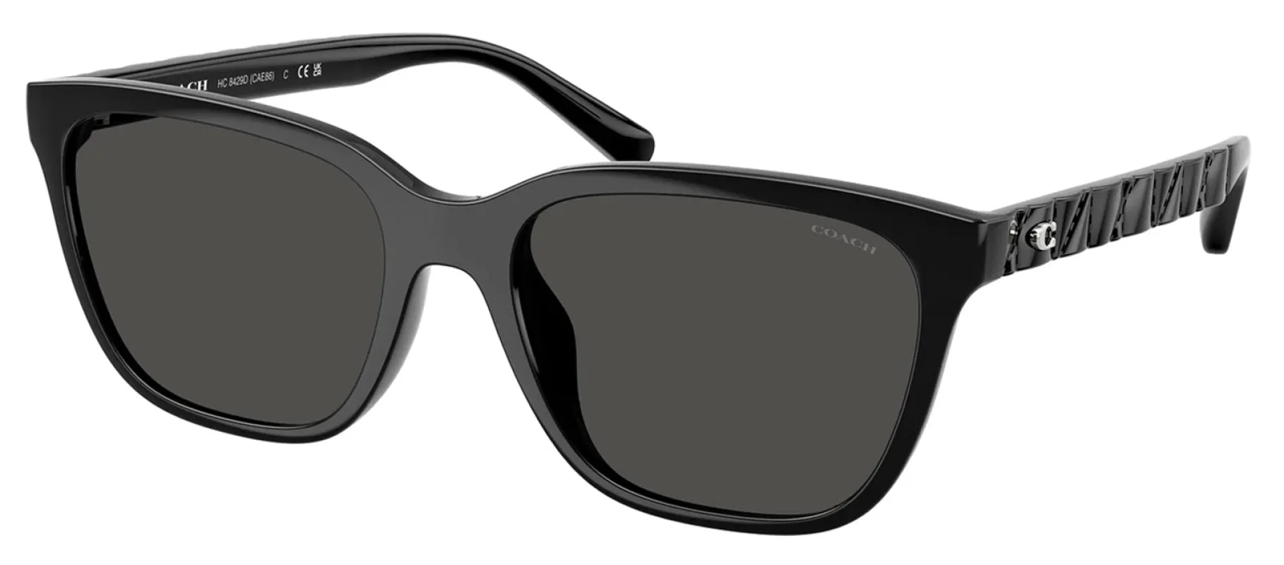 Coach Cae86 HC 8429D 500287 Square Plastic Black Sunglasses with Grey Lens sold by Gaffos