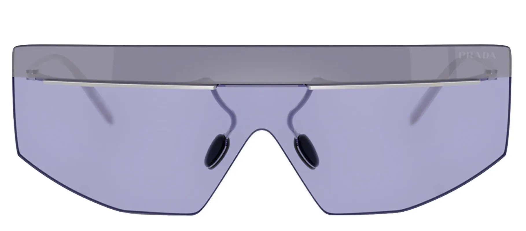 Prada PR B55S 1BC70P Shield Metal Silver Sunglasses with Purple Lens sold by Gaffos