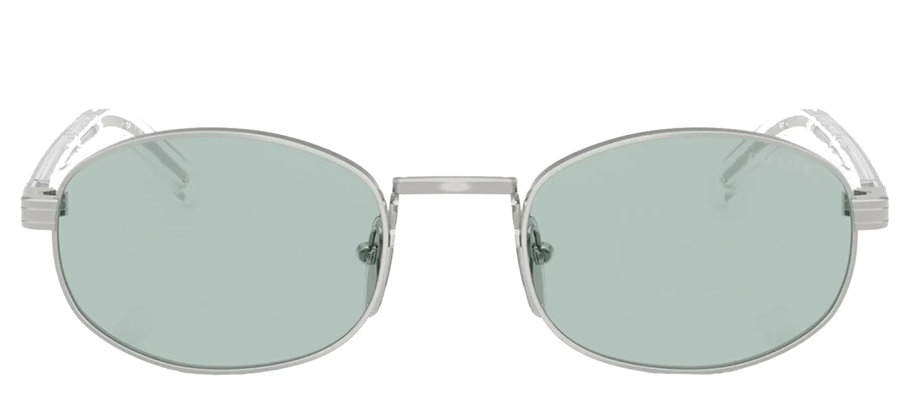 Prada PR B53S 1BC40N Oval Metal Silver Sunglasses with Blue Lens sold by Gaffos