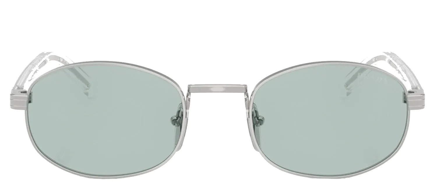 Prada PR B53S 1BC40N Oval Metal Silver Sunglasses with Blue Lens sold by Gaffos