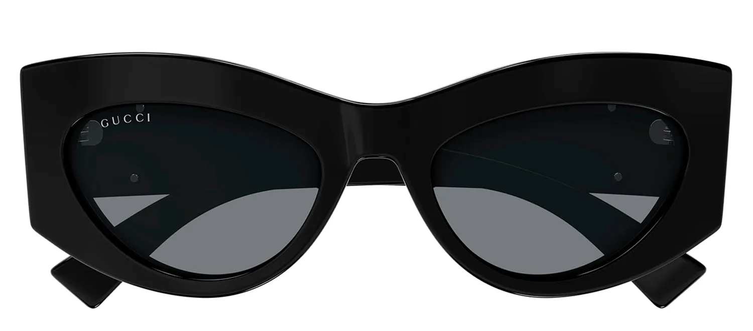 Gucci GG 1843S 001 Geometric Plastic Black Sunglasses with Grey Lens sold by Gaffos