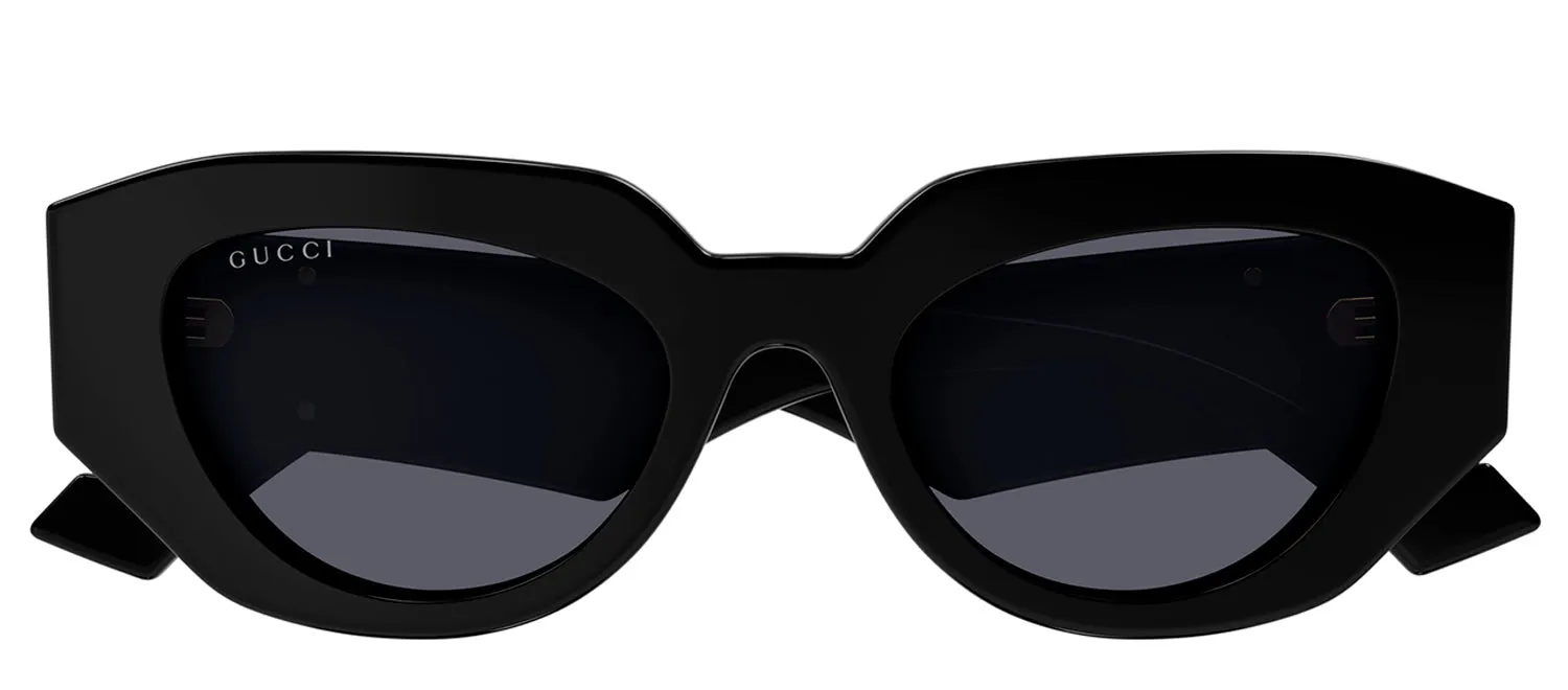 Gucci GG 1421S 001 Geometric Plastic Black Sunglasses with Grey Lens sold by Gaffos