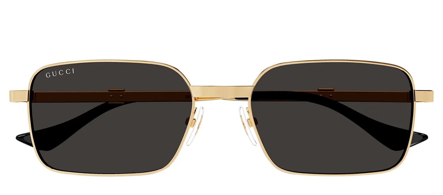 Gucci GG 1495S 001 Rectangle Metal Gold Sunglasses with Grey Lens sold by Gaffos