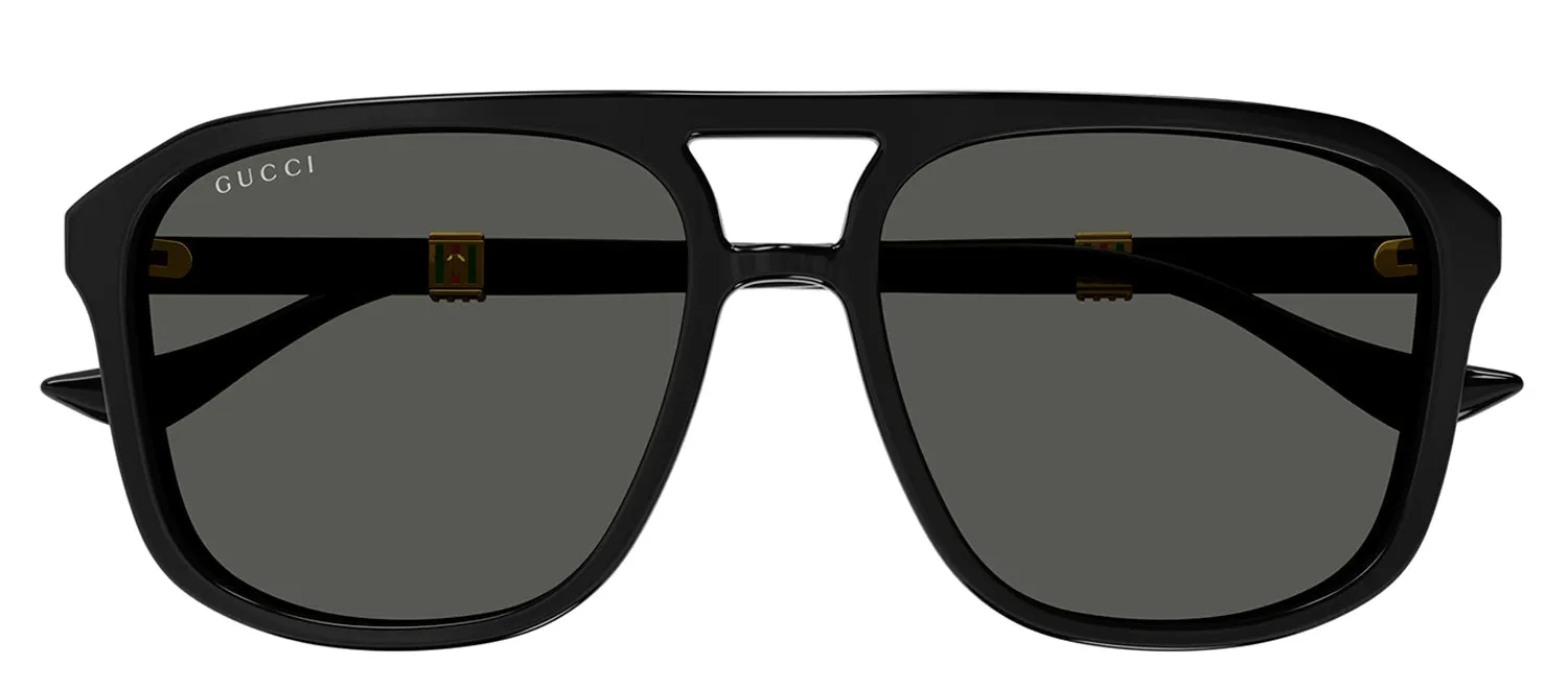 Gucci GG 1494S 001 Pilot Plastic Black Sunglasses with Grey Lens sold by Gaffos