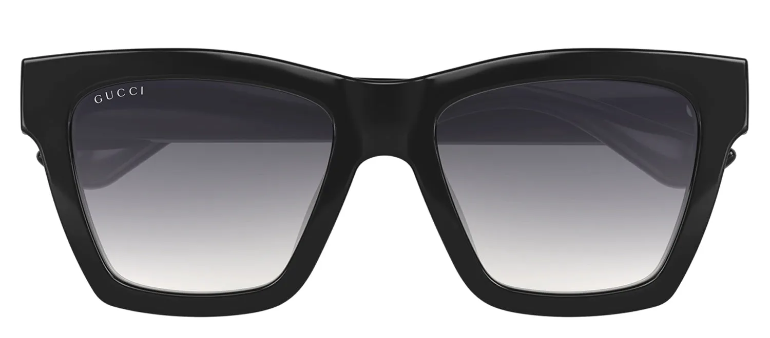 Gucci GG 1714S 001 Square Plastic Black Sunglasses with Grey Gradient Lens sold by Gaffos