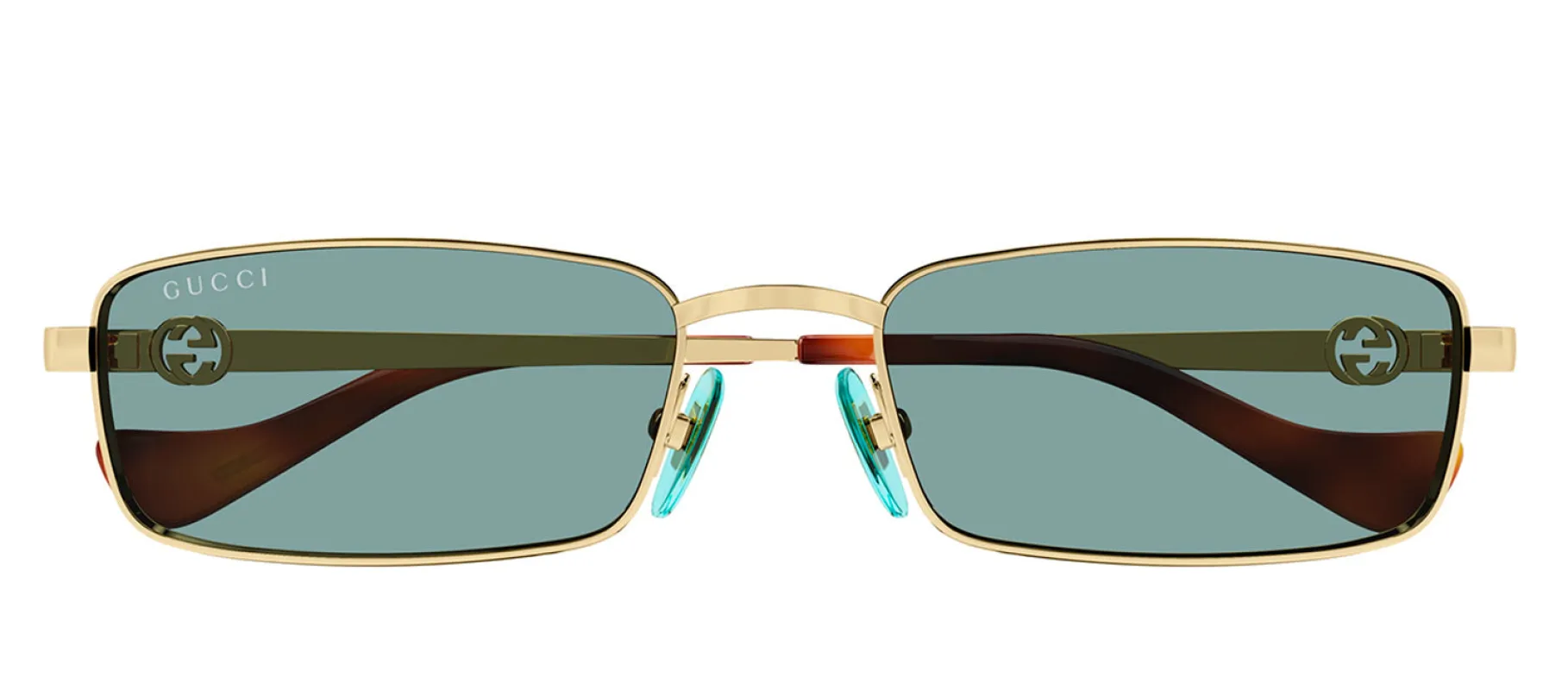 Gucci GG 1600S 003 Rectangle Metal Gold Sunglasses with Green Lens sold by Gaffos