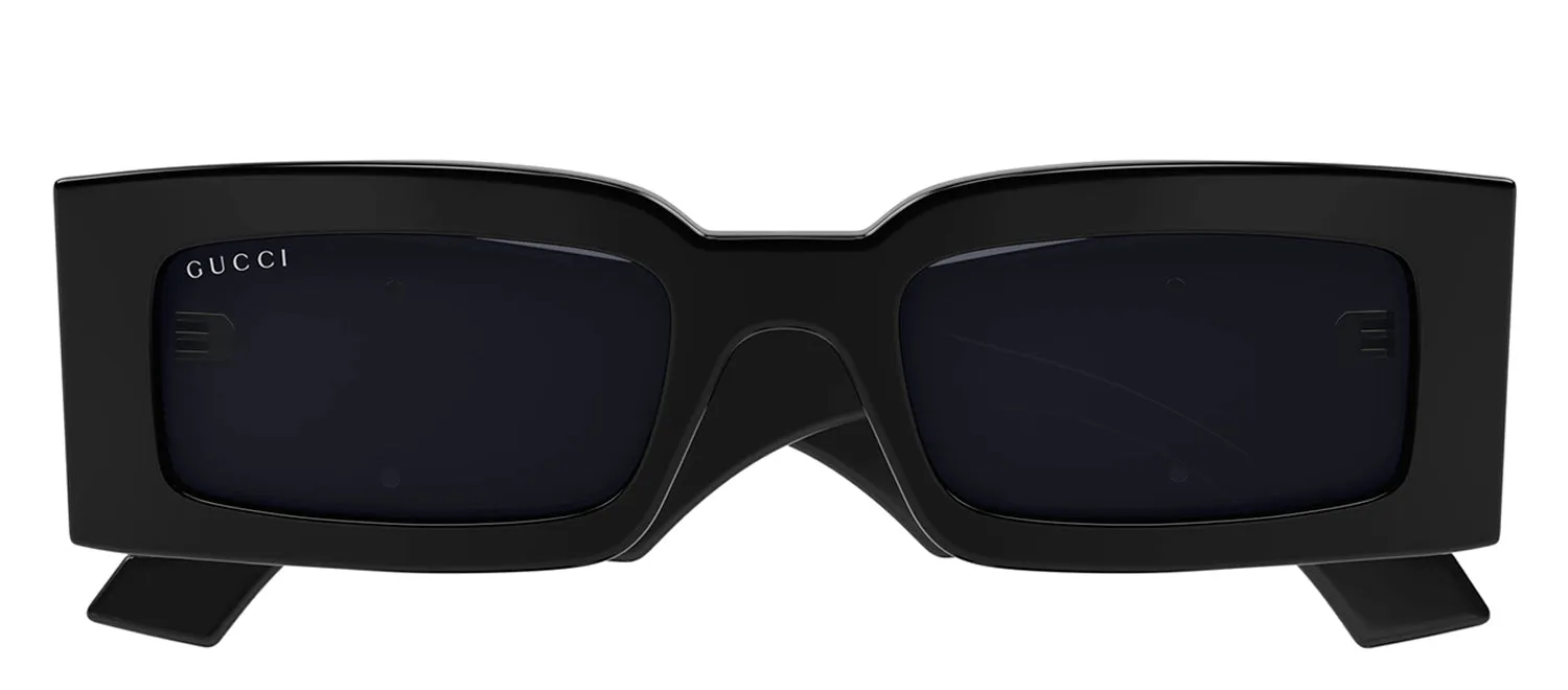 Gucci GG 1425S 001 Rectangle Plastic Black Sunglasses with Grey Lens sold by Gaffos