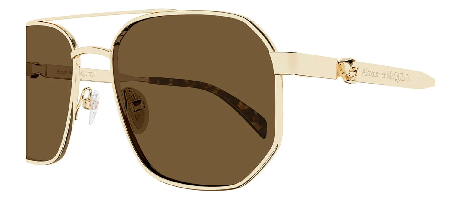 Alexander McQueen AM 0458S 002 Pilot Metal Gold Sunglasses with Brown Lens sold by Gaffos product image thumbnail 3