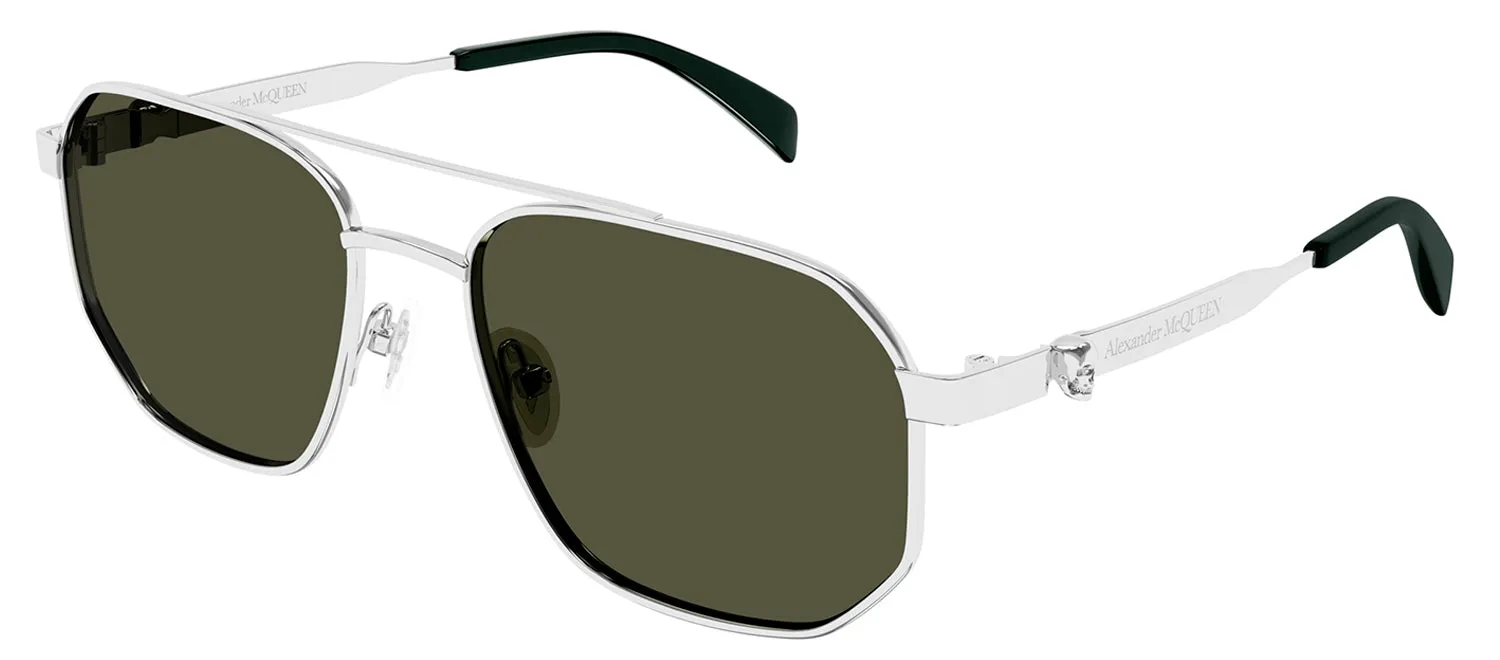 Alexander McQueen AM 0458S 003 Pilot Metal Silver Sunglasses with Green Lens sold by Gaffos product image thumbnail 2
