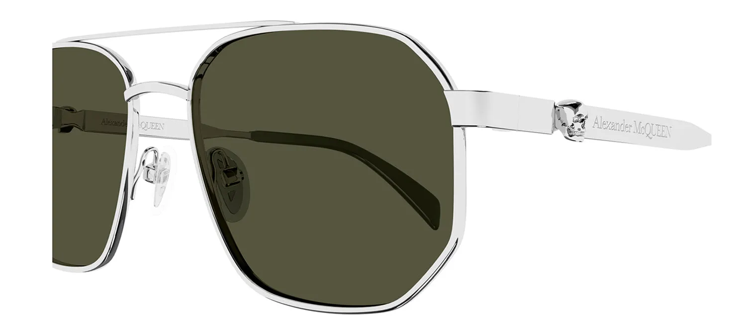 Alexander McQueen AM 0458S 003 Pilot Metal Silver Sunglasses with Green Lens sold by Gaffos product image thumbnail 3