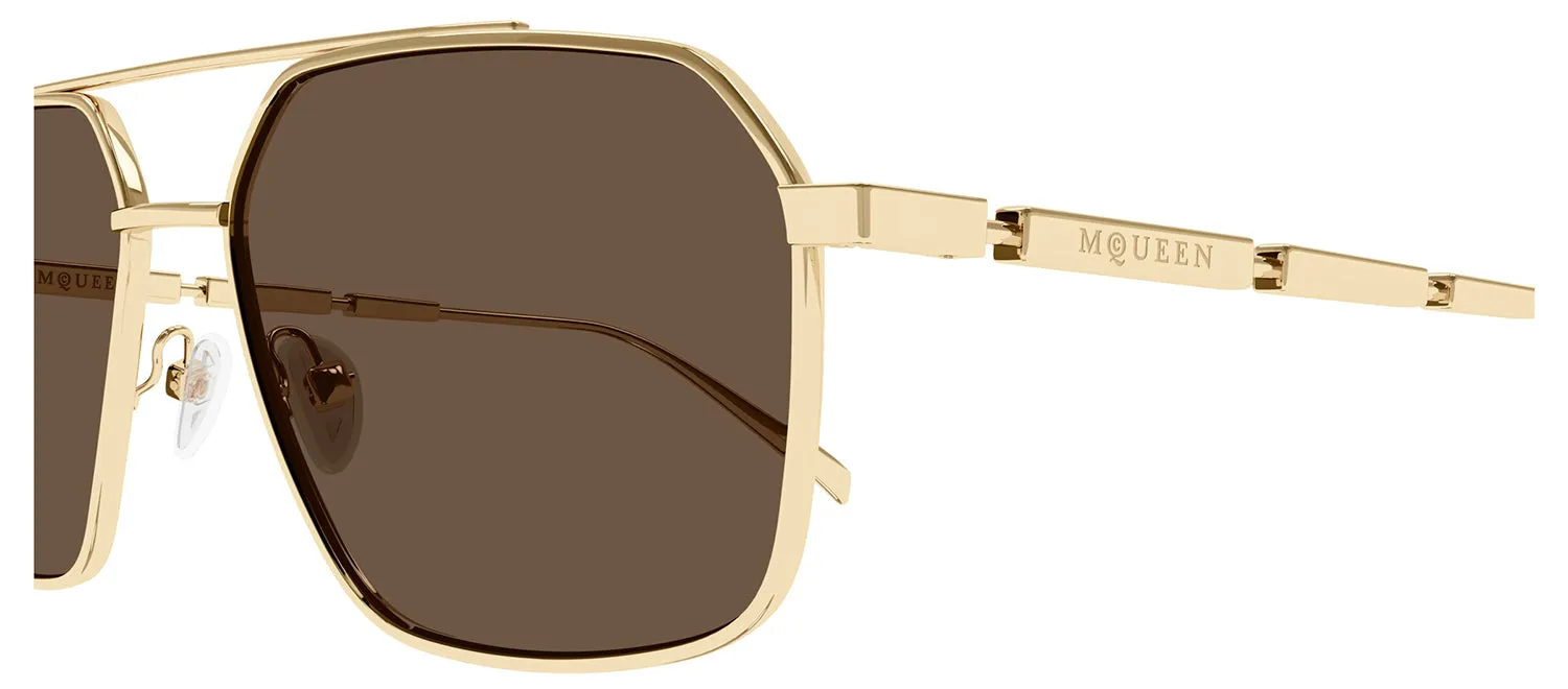 Alexander McQueen AM 0477S 002 Pilot Metal Gold Sunglasses with Brown Lens sold by Gaffos product image thumbnail 3