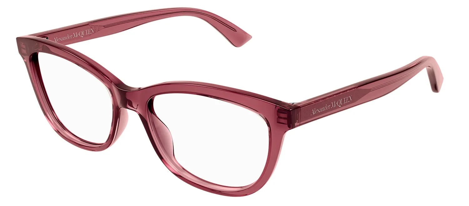 Alexander McQueen AM 0461O 004 Cat-Eye Plastic Burgundy Eyeglasses with Logo Stamped Demo Lenses sold by Gaffos product image thumbnail 2