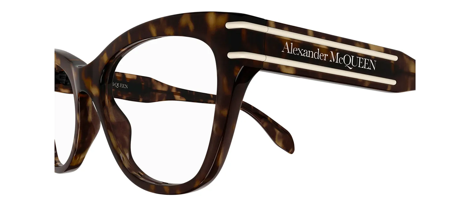 Alexander McQueen AM 0401O 002 Cat-Eye Plastic Havana Eyeglasses with Logo Stamped Demo Lenses sold by Gaffos product image thumbnail 3