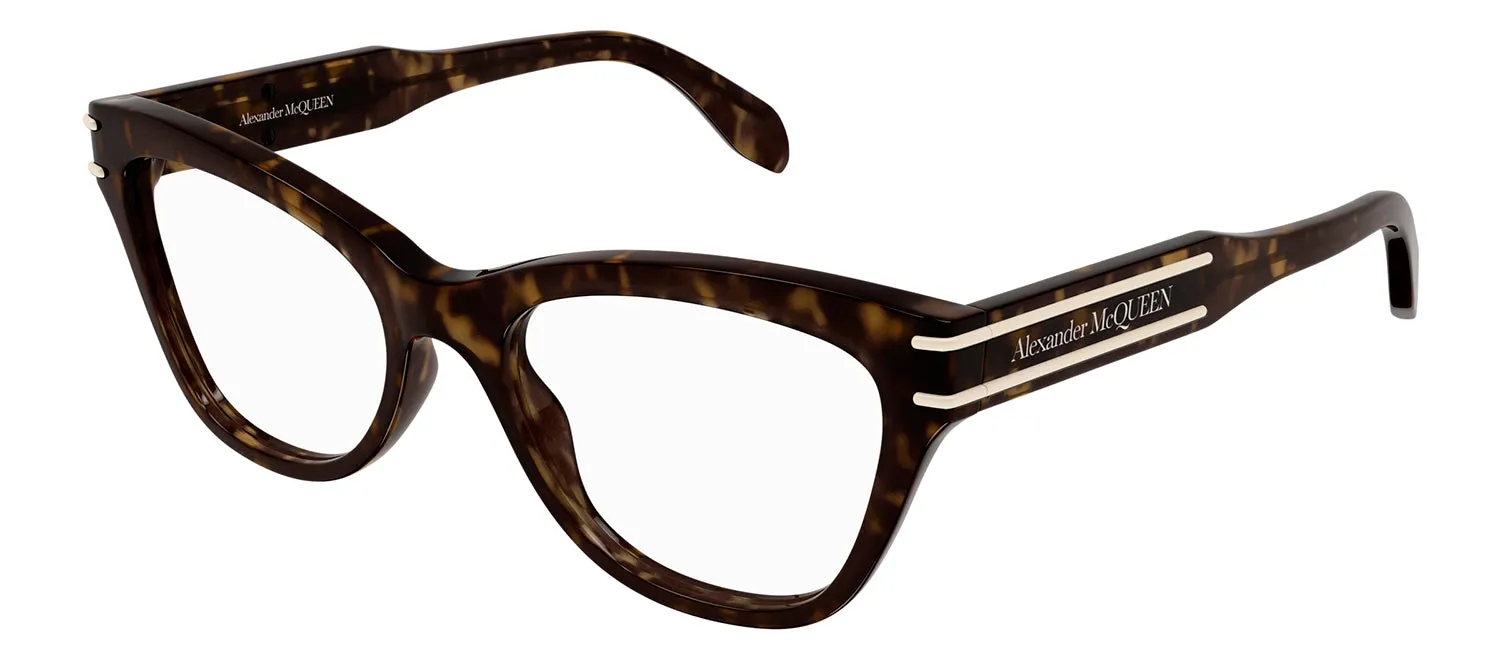 Alexander McQueen AM 0401O 002 Cat-Eye Plastic Havana Eyeglasses with Logo Stamped Demo Lenses sold by Gaffos product image thumbnail 2
