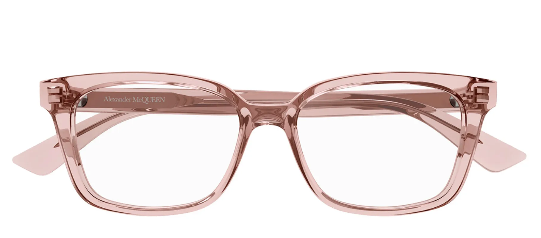 Alexander McQueen AM 0464O 003 Rectangle Plastic Pink Eyeglasses with Logo Stamped Demo Lenses sold by Gaffos