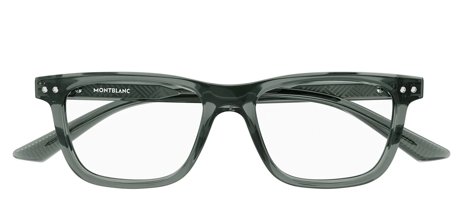 MontBlanc MB 0322O 008 Rectangle Plastic Blue Eyeglasses with Logo Stamped Demo Lenses sold by Gaffos