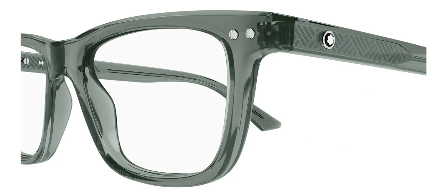 MontBlanc MB 0322O 008 Rectangle Plastic Blue Eyeglasses with Logo Stamped Demo Lenses sold by Gaffos product image thumbnail 3