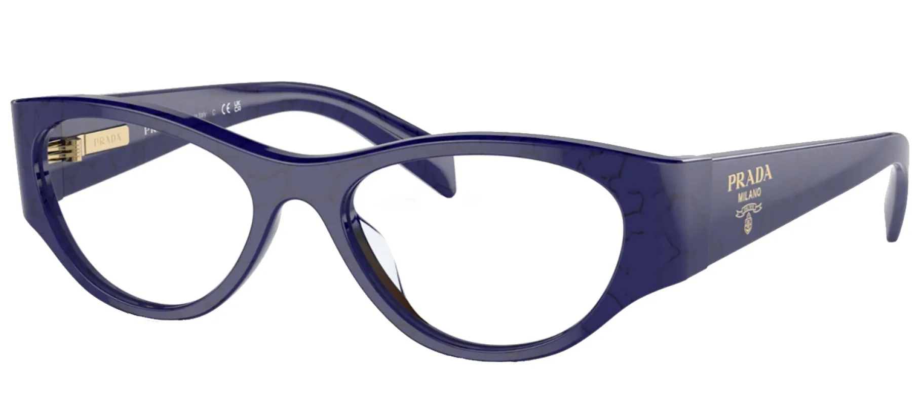 Prada PR 06ZV 18D1O1 Butterfly Plastic Dark Blue Eyeglasses with Transparent Demo Lens sold by Gaffos