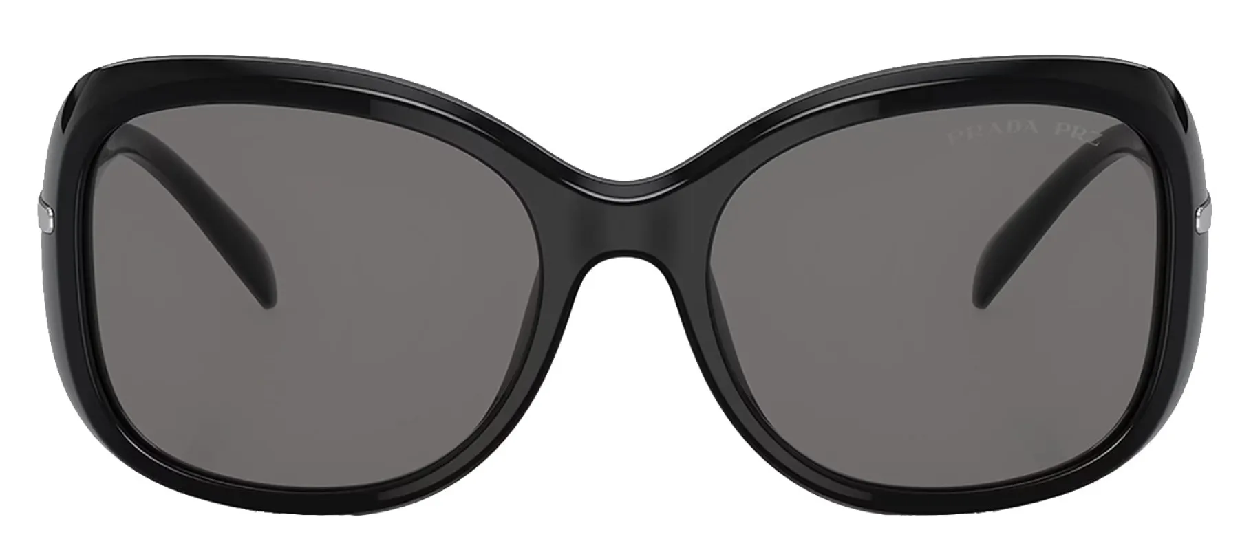 Prada PR 04ZS 1AB5Z1 Butterfly Plastic Black Sunglasses with Dark Grey Polarized Lens made by Prada