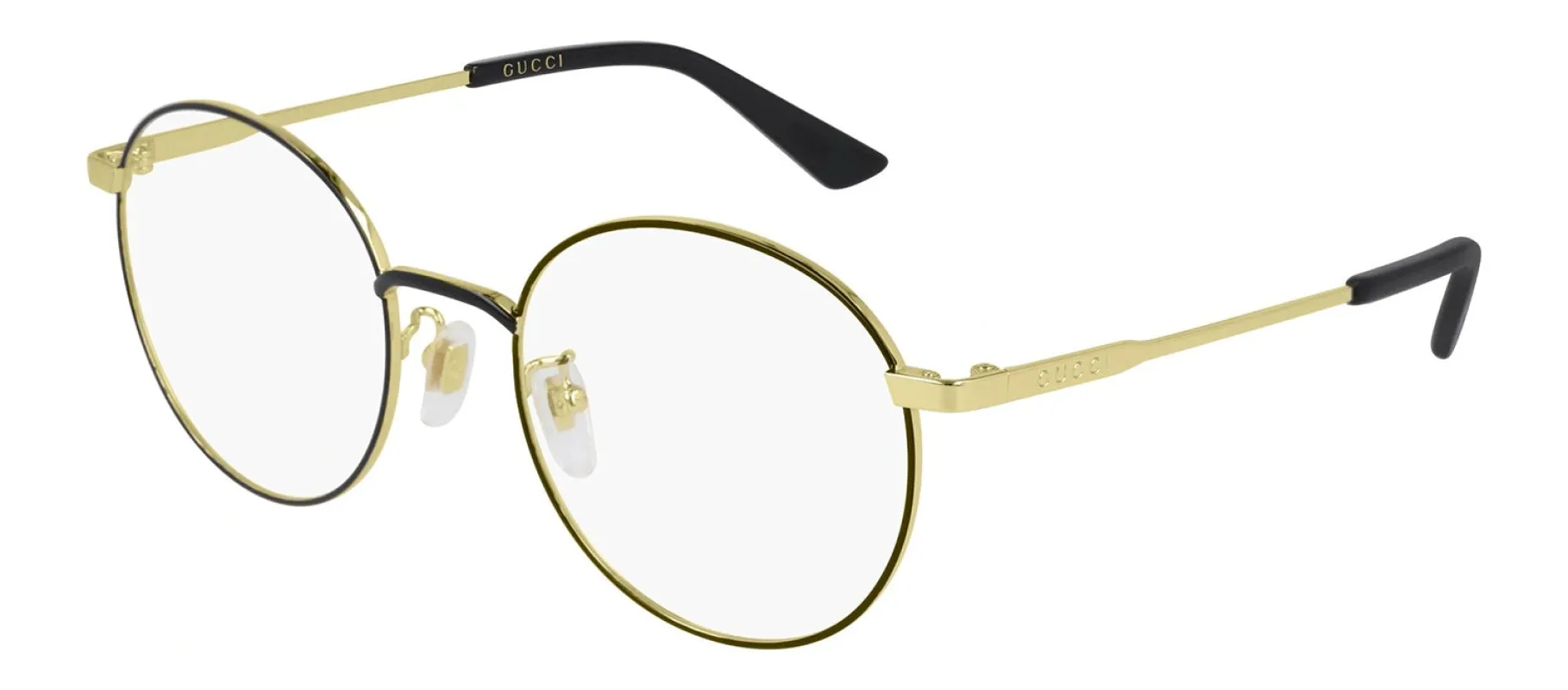 Gucci GG 0862OA 001 Round Metal Black Eyeglasses with Transparent Demo Lens sold by Gaffos