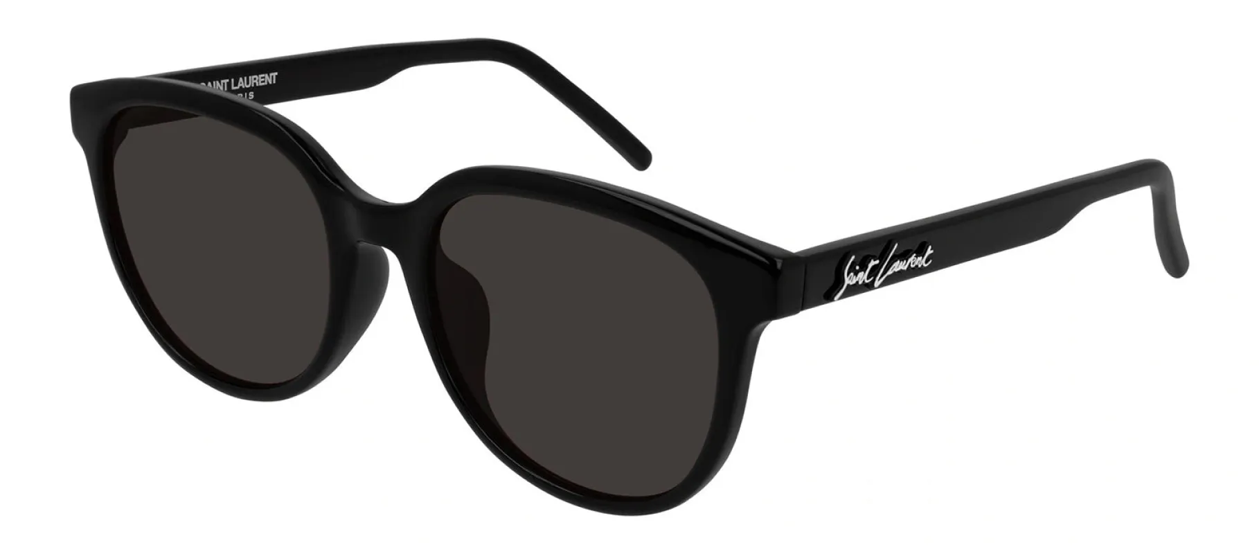 Saint Laurent SL 317/F 001 Round Injected Black Sunglasses with Dark Grey Lens sold by Gaffos