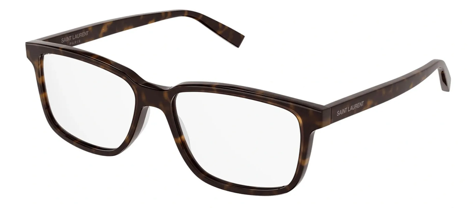 Saint Laurent SL 458 005 Square Acetate Havana Eyeglasses with Transparent Demo Lens made by Yves Saint Laurent