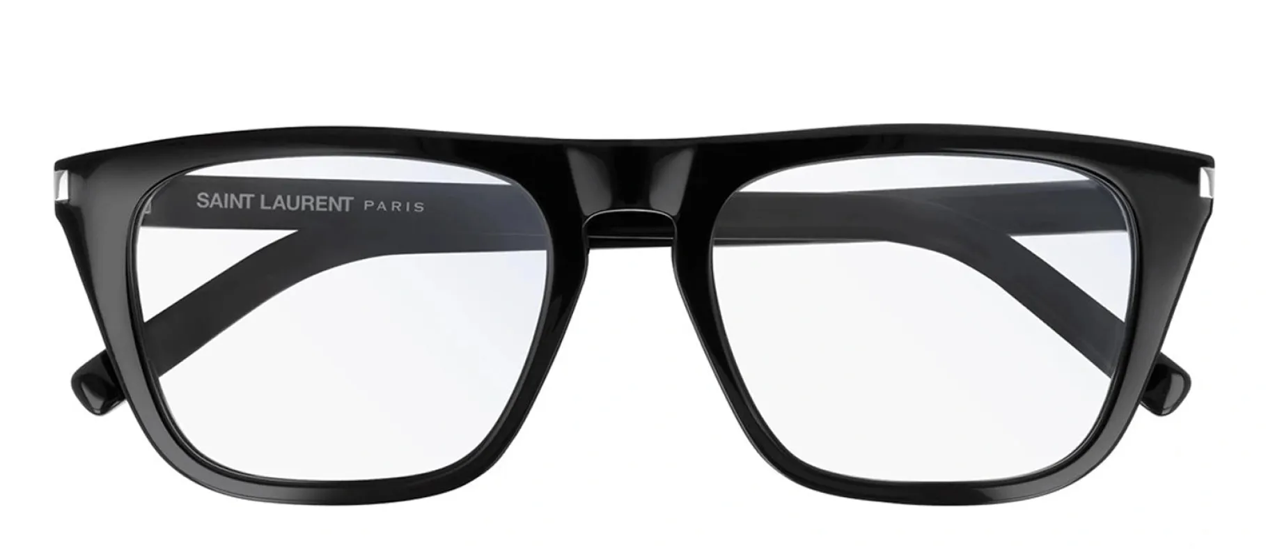 Saint Laurent SL 343 001 Square Acetate Black Eyeglasses with Transparent Demo Lens sold by Gaffos