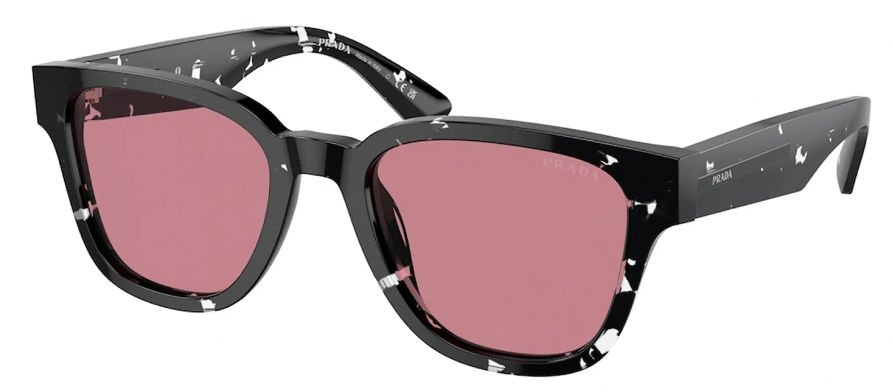 Prada PR A04S 15O70C Square Acetate Black Sunglasses with Red Crystal Polarized Lens sold by Gaffos