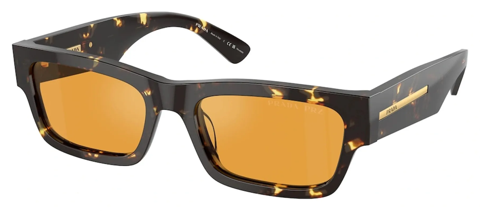 Prada PR A03S 16O20C Rectangle Acetate Black Sunglasses with Yellow Polarized Lens sold by Gaffos