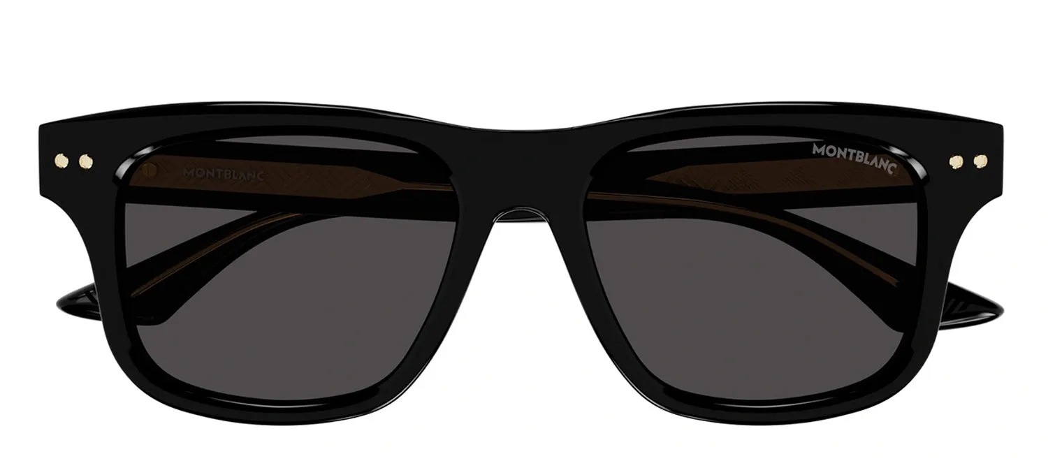 MontBlanc MB 0319S 001 Rectangle Plastic Black Sunglasses with Grey Lens sold by Gaffos