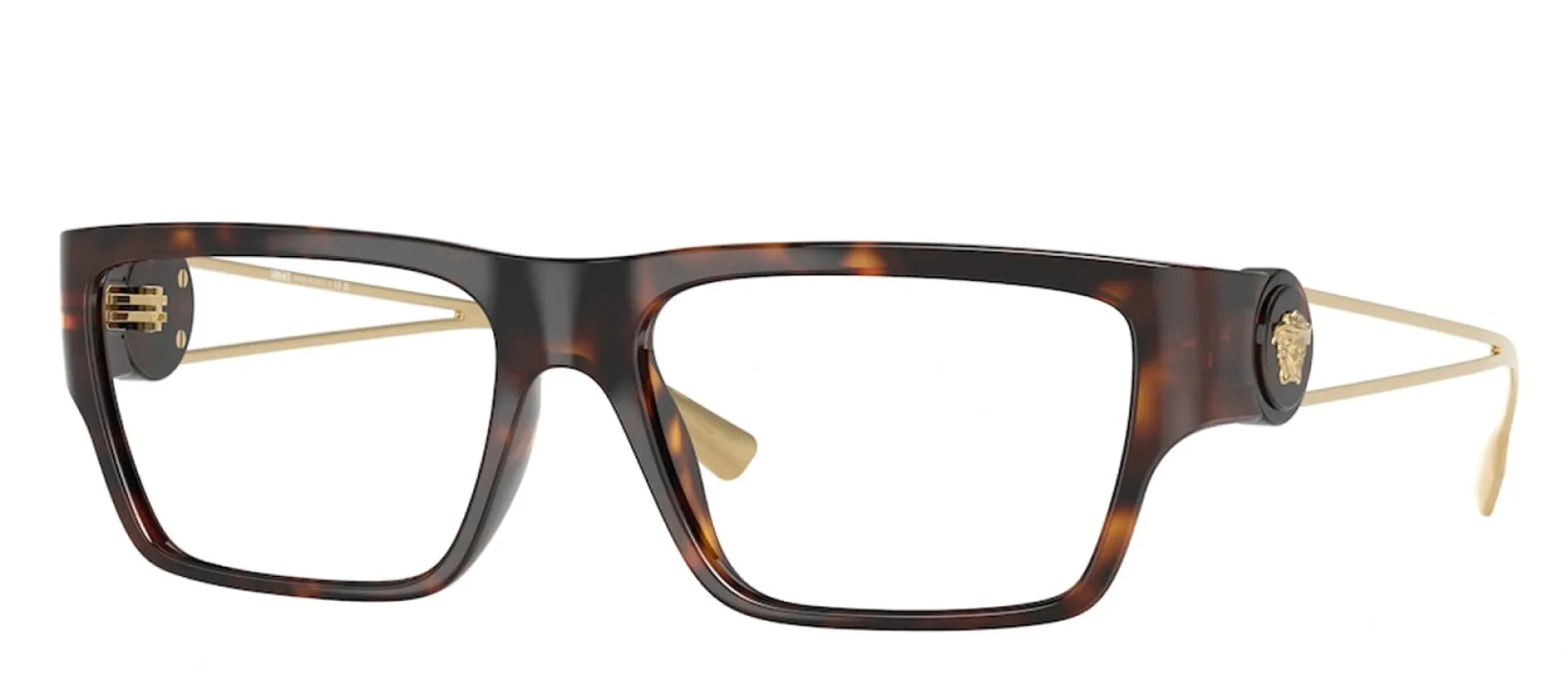 Versace VE 3359 108 Rectangular Plastic Havana Eyeglasses with Transparent Demo Lens sold by Gaffos