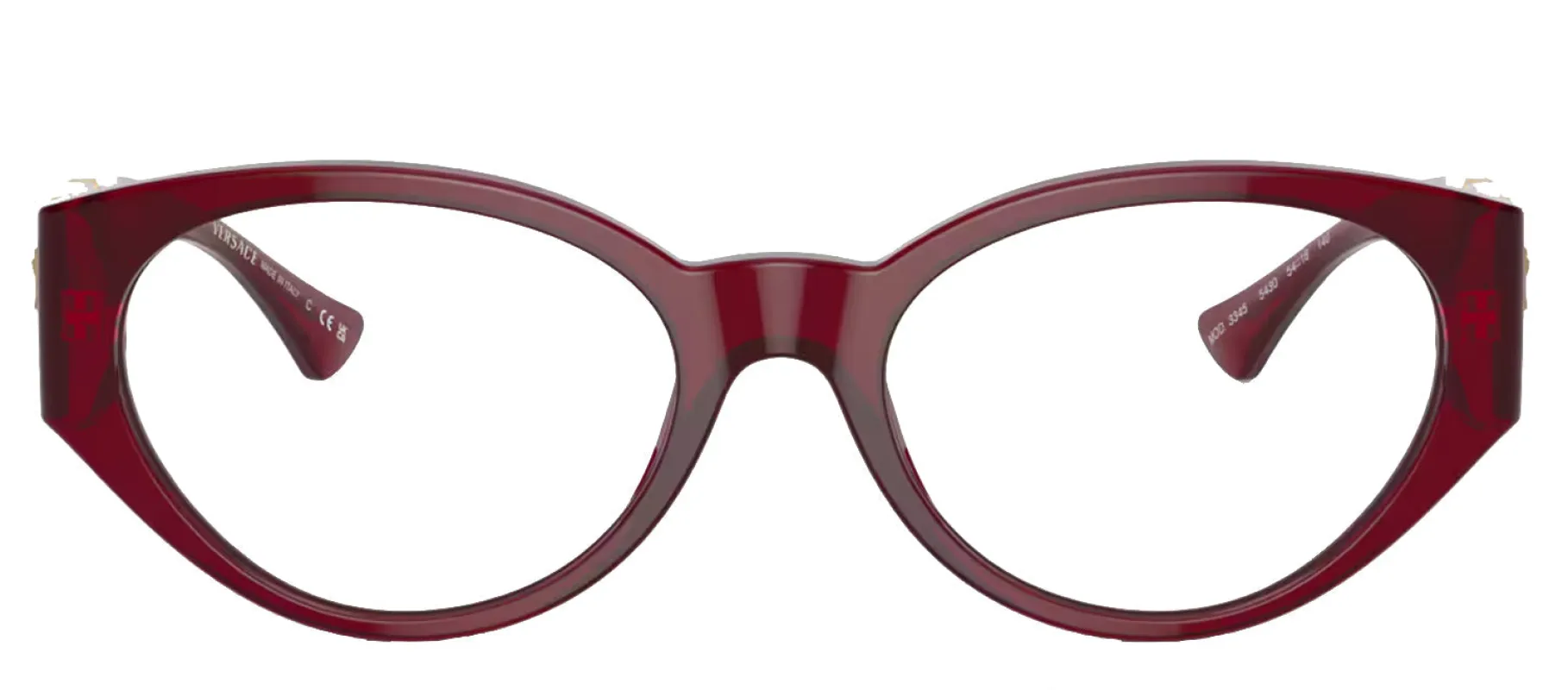 Versace VE 3345 5430 Oval Acetate Bordeaux Eyeglasses with Transparent Demo Lens sold by Gaffos