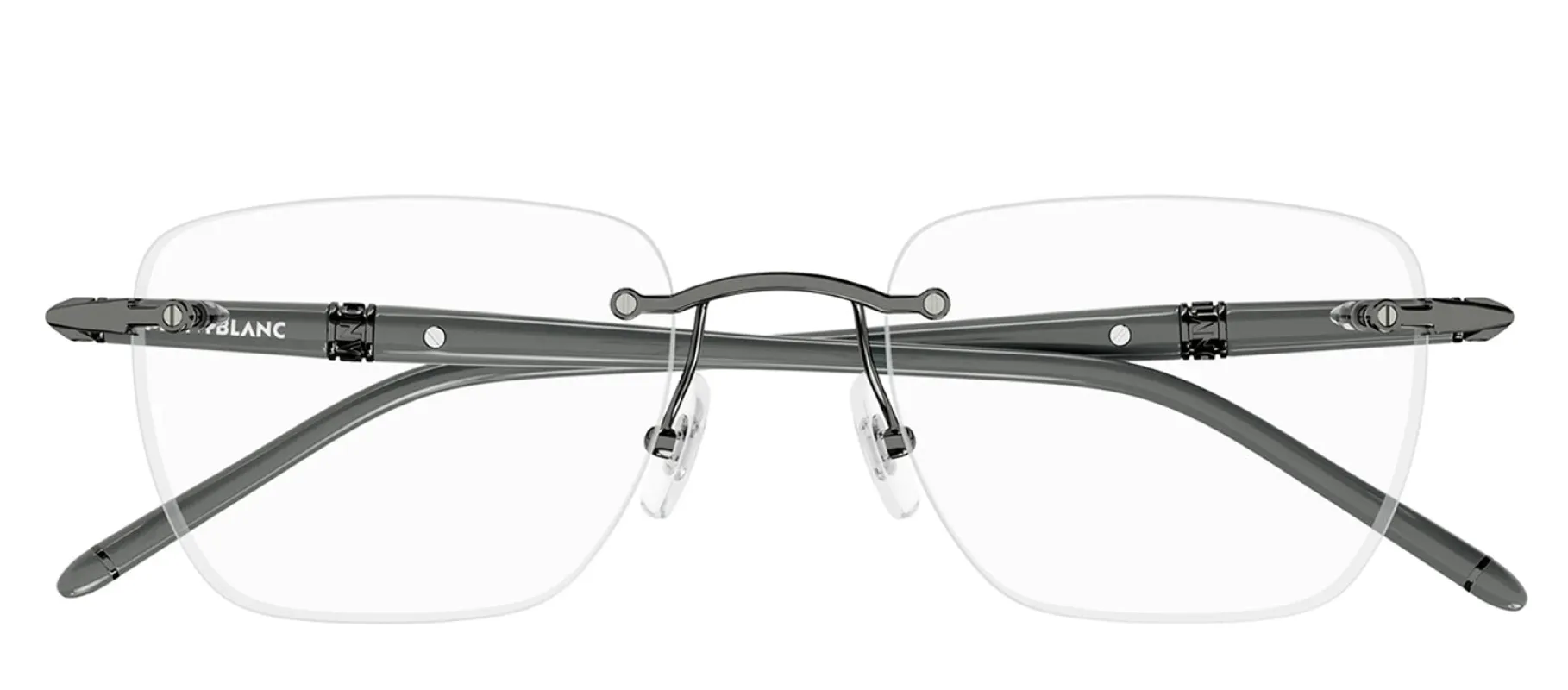 MontBlanc MB 0346O 003 Rimless Metal Gunmetal Eyeglasses with Logo Stamped Demo Lenses sold by Gaffos