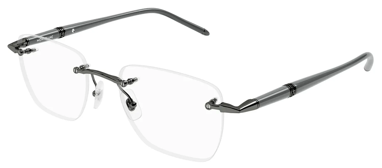 MontBlanc MB 0346O 003 Rimless Metal Gunmetal Eyeglasses with Logo Stamped Demo Lenses sold by Gaffos product image thumbnail 2
