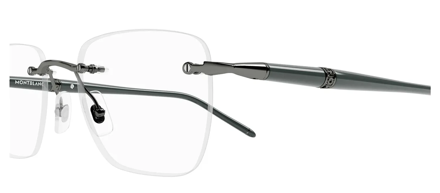 MontBlanc MB 0346O 003 Rimless Metal Gunmetal Eyeglasses with Logo Stamped Demo Lenses sold by Gaffos product image thumbnail 3