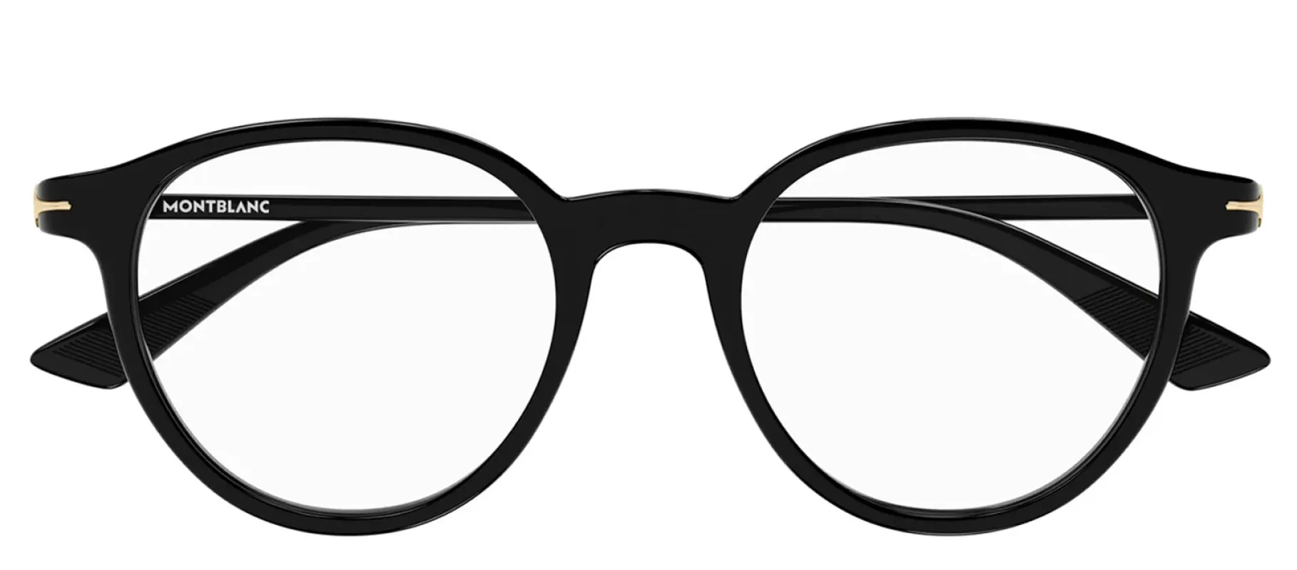 MontBlanc MB 0340O 001 Round Plastic Black Eyeglasses with Logo Stamped Demo Lenses sold by Gaffos