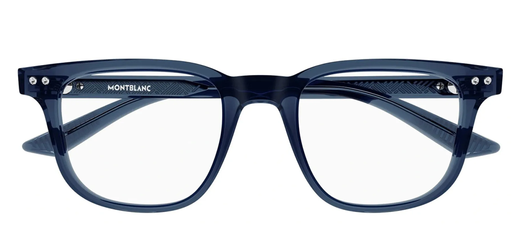 MontBlanc MB 0256O 007 Rectangle Plastic Blue Eyeglasses with Logo Stamped Demo Lenses sold by Gaffos