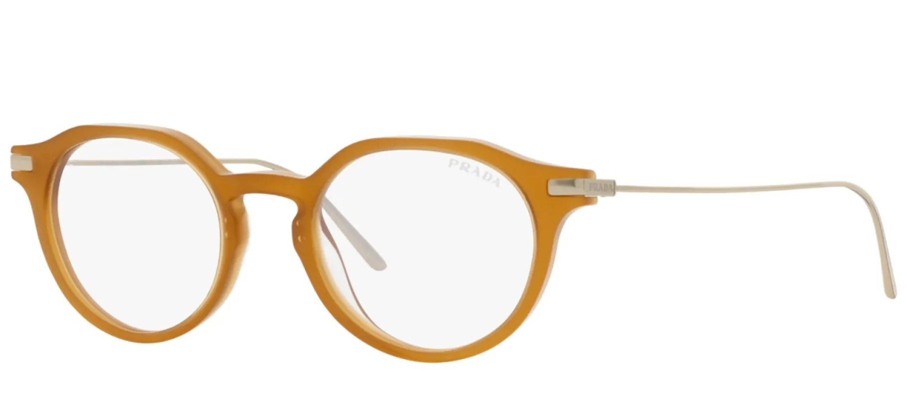 Prada PR 12YS 15B08N Round Plastic Brown Eyeglasses with Logo Stamped Demo Lenses sold by Gaffos
