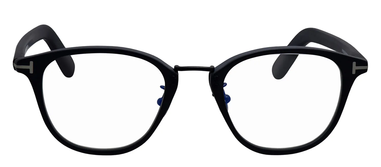 Tom Ford FT 5919-D-B 002 Round Plastic Black Eyeglasses with Logo Stamped Demo Lenses sold by Gaffos