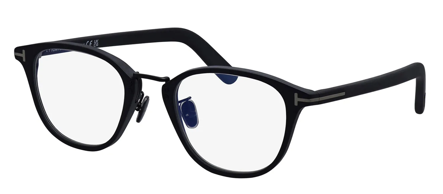 Tom Ford FT 5919-D-B 002 Round Plastic Black Eyeglasses with Logo Stamped Demo Lenses sold by Gaffos product image thumbnail 2