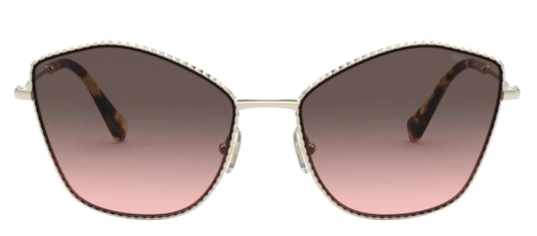 Miu Miu MU 60VS ZVN146 Cat Eye Metal Gold Sunglasses with Grey Lens sold by Gaffos