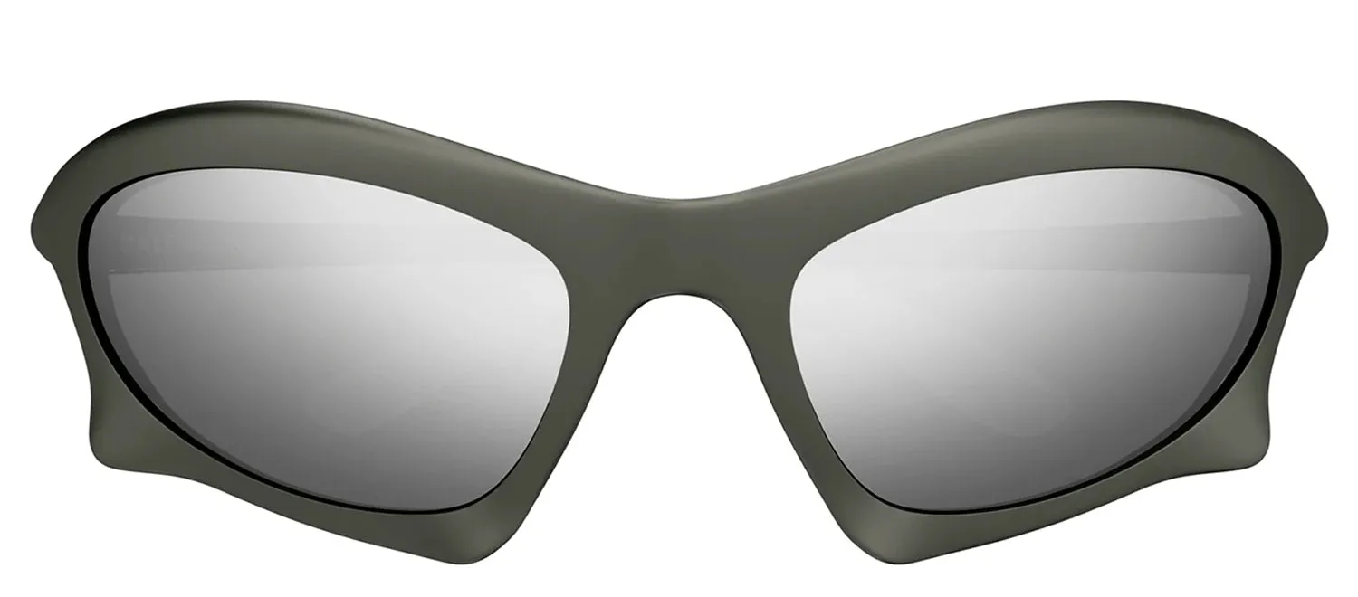 Balenciaga BB 0229S 002 Fashion Plastic Gunmetal Sunglasses with Silver Mirror Lens sold by Gaffos