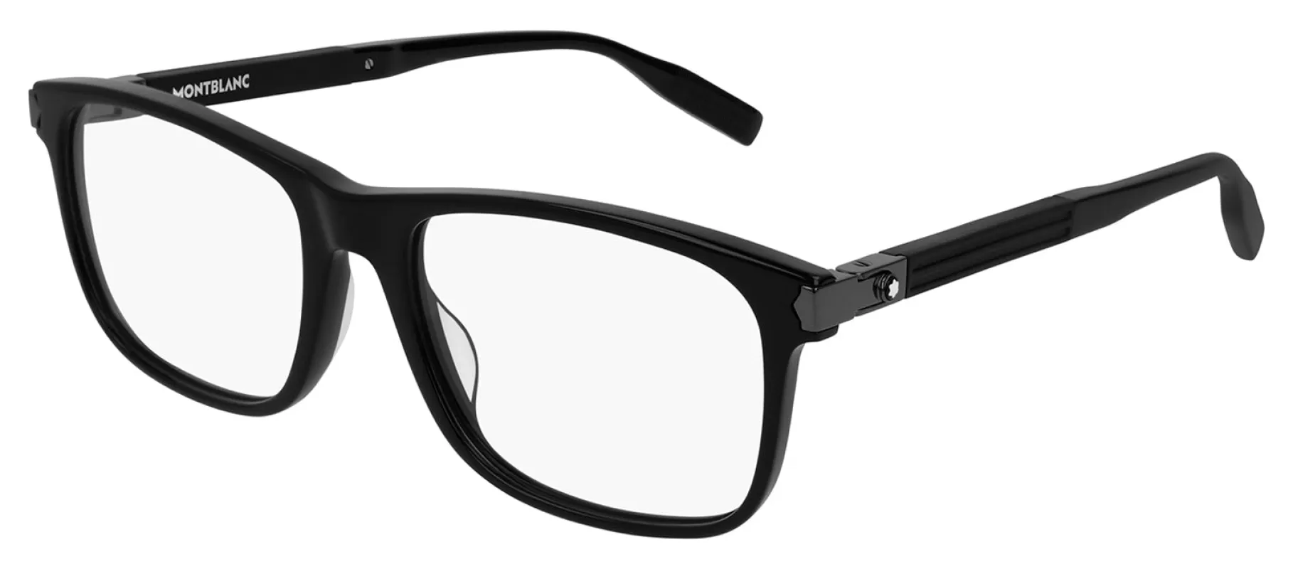 Mont Blanc MB 0035O 005 Rectangle Plastic Black Eyeglasses with Logo Stamped Demo Lenses made by Mont Blanc