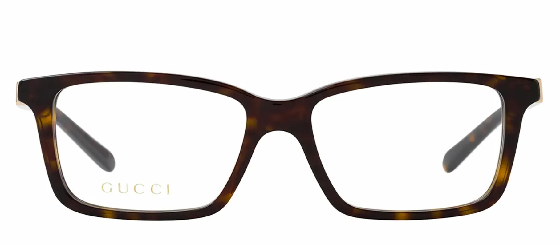 Gucci GG 1672O 002 Rectangle Plastic Havana Eyeglasses with Logo Stamped Demo Lenses sold by Gaffos