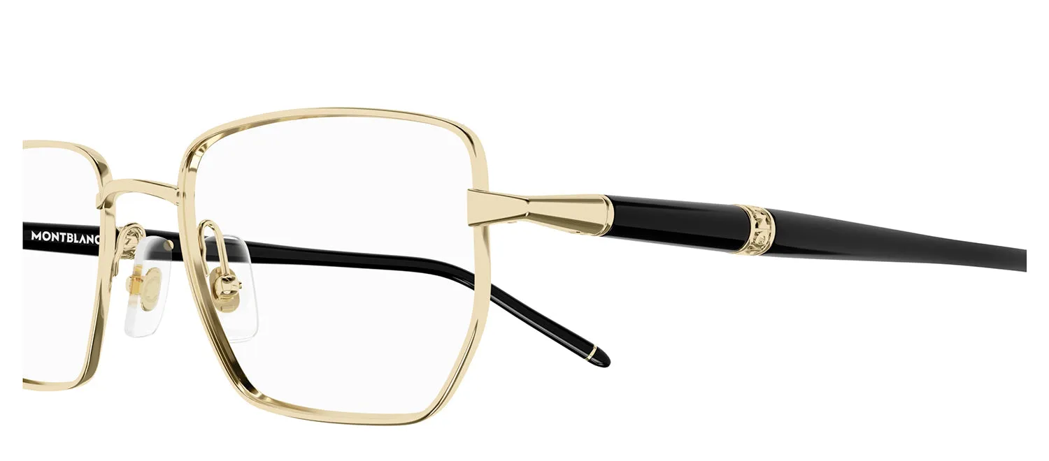 Mont Blanc MB 0347O 004 Geometric Metal Gold Eyeglasses with Logo Stamped Demo Lenses sold by Gaffos product image thumbnail 3