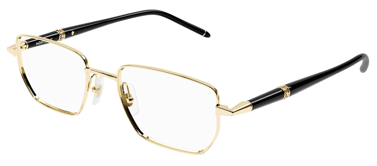 Mont Blanc MB 0347O 004 Geometric Metal Gold Eyeglasses with Logo Stamped Demo Lenses sold by Gaffos product image thumbnail 2